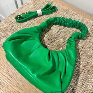 Ruched Green Shoulder Bag | Chic Statement Purse 🍋‍🟩